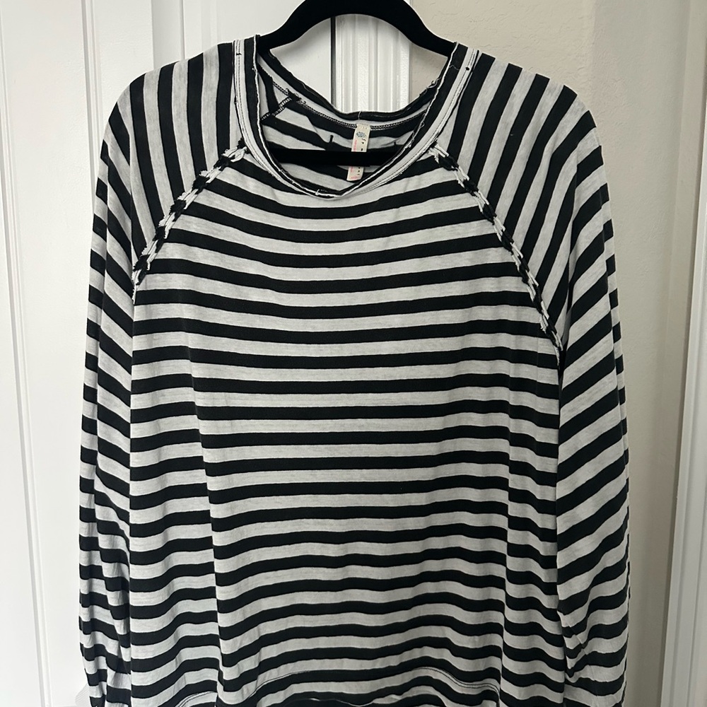 Free People Black and White “ She’s Everything Striped Long Sleeve”